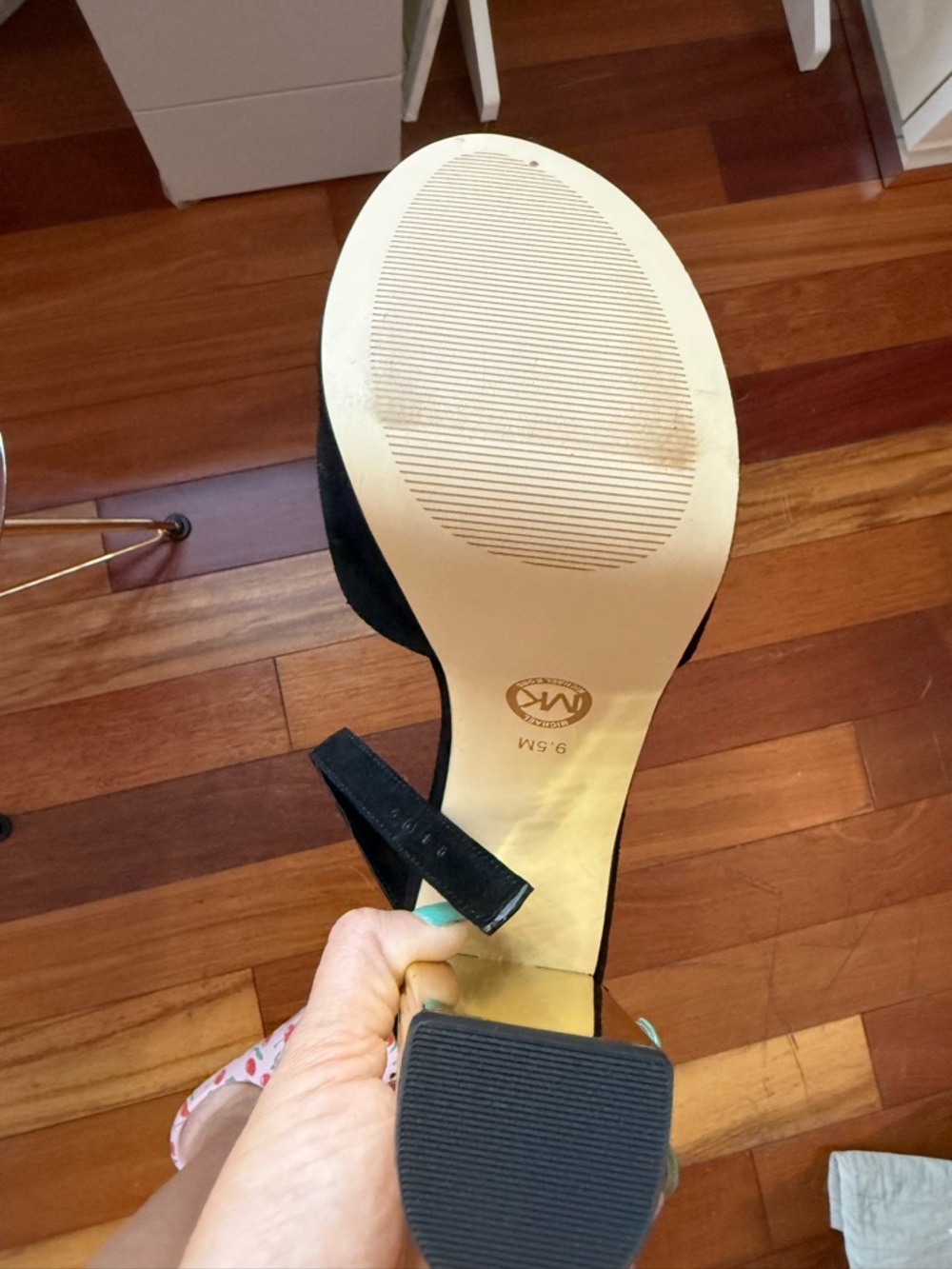 MICHAEL Michael Kors Black Platform Sandal with Gold Heel - Picture 3 of 3